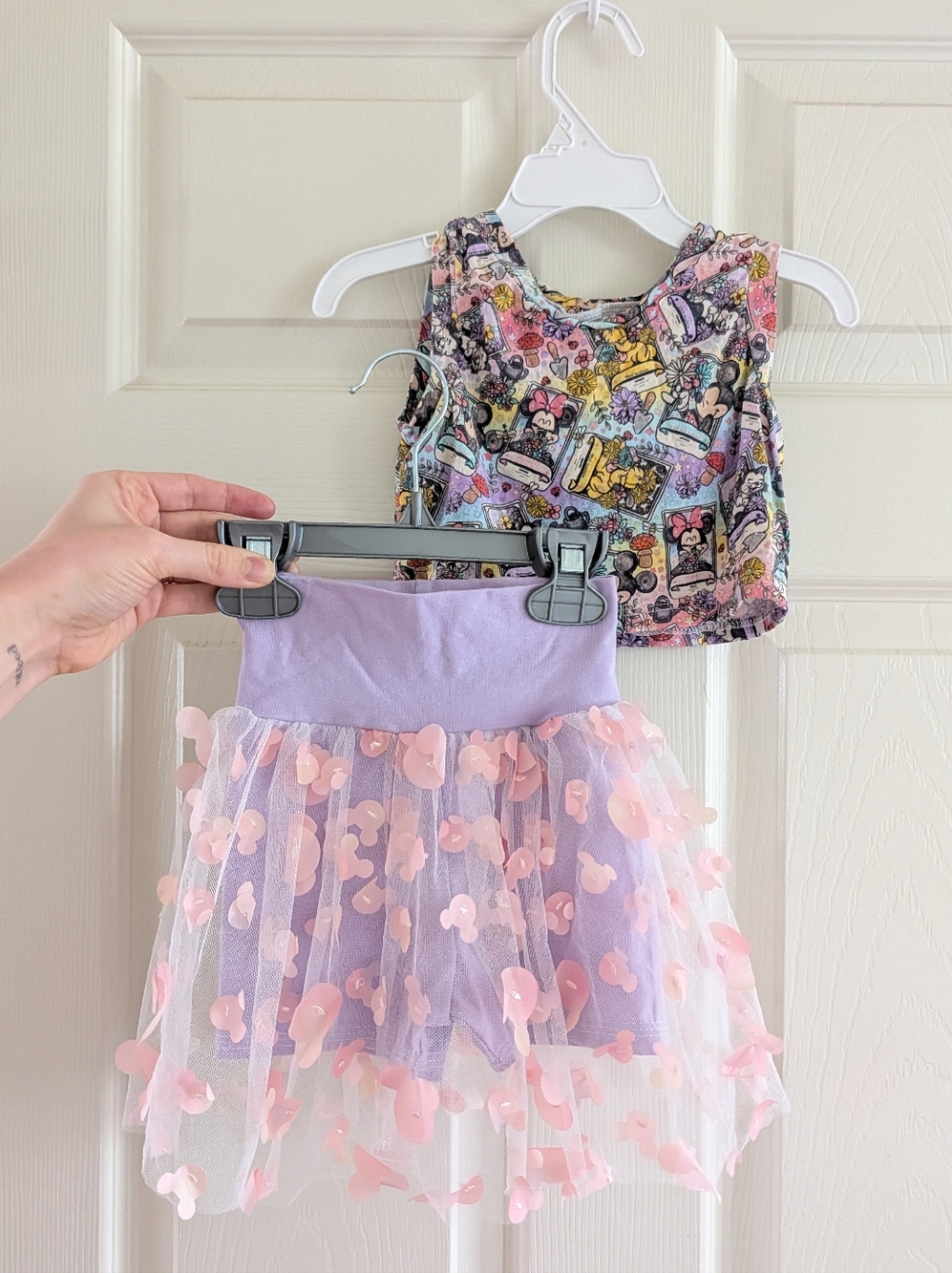 Mickey Minnie Mouse Girls Size 2T Floral Skirt Set Like New Handmade